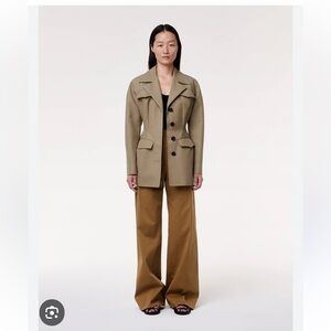 Another Tomorrow Constrast Jacket  Olive/Black